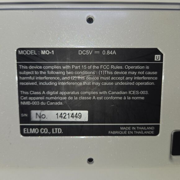 Elmo MO-1 Portable Visual Presenter Document Camera VGA HDMI USB AC Adapter - Picture 2 of 16